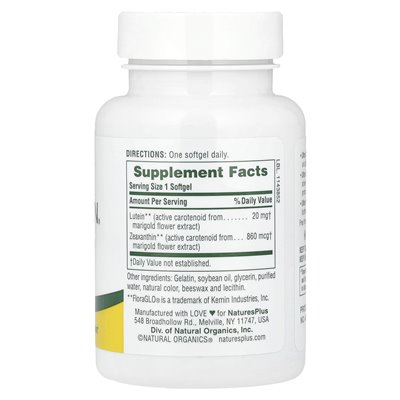 Naturesplus, Ultra Lutein® mit Zeaxanthin, 20 mg, 60 Kapseln