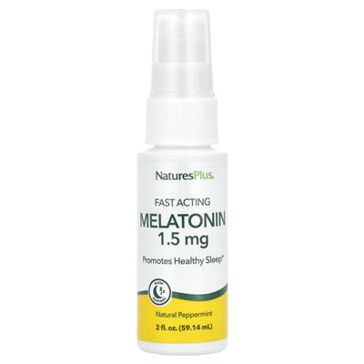 Naturesplus, melatonina, szybkie działanie, naturalna mięta pieprzowa, 1,5 mg, 2 fl oz (59,14 ml)