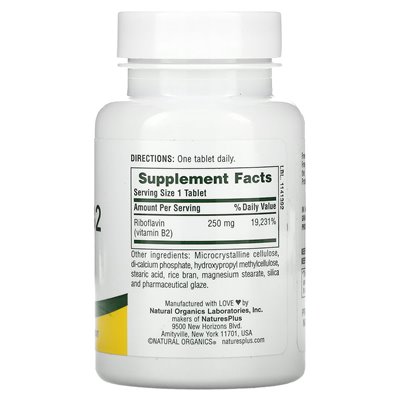 Naturesplus, Vitamin B2, 250 mg, 60 Tabletten