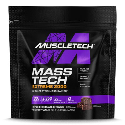 Muscletech, Mass-Tech ™ Extreme 2000, Triple Chocolate Brownie, 6 funtów (2,72 kg) Muscletech, Mass-Tech ™ Extreme 2000, Triple Chocolate Brownie, 6 funtów (2,72 kg)