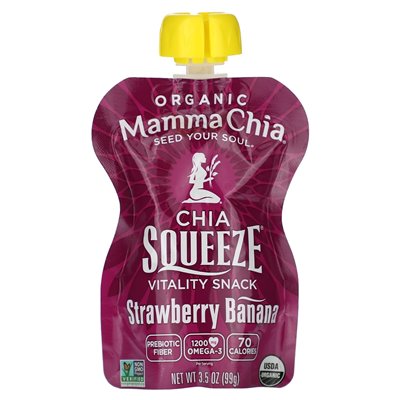 Mamma Chia, Organic Chia Squeeze Vitality Snack, Strawberry Banana, 4 Packs, 3.5 Ounces (99 G)
