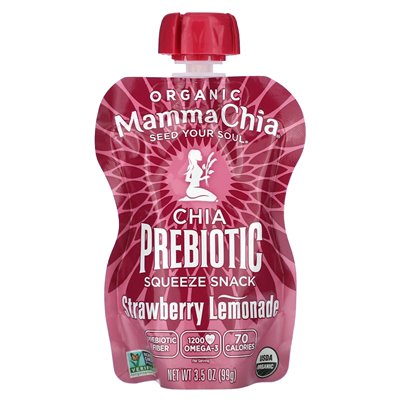Mamma Chia, Organic Chia Prebiotic Squeeze Snack, Strawberry Lemonade, 4 Packs, 3.5 Ounces (99 G)