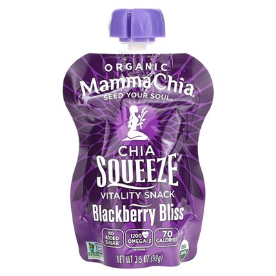 Mamma Chia, organiczna chia squeeze, przekąska witalność, Blackberry Bliss, 8 ścisków, 3,5 uncji (99 g)