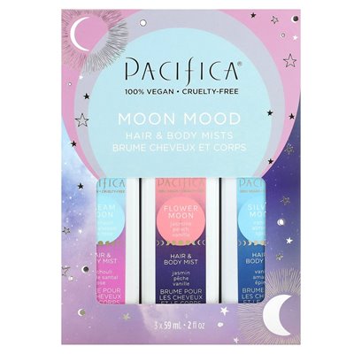 Pacifica, mgły włosów i ciała, nastrój księżyca, 3 paczki, 2 flory (59 ml)