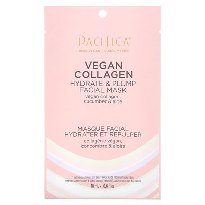 Pacifica, Hydrate & Puplumn Beauty-Gesichtsmaske, veganes Kollagen, 1 Blatt, 0,6 fl oz (18 ml)