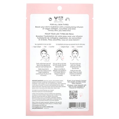 Pacifica, Hydrate & Puplumn Beauty-Gesichtsmaske, veganes Kollagen, 1 Blatt, 0,6 fl oz (18 ml)
