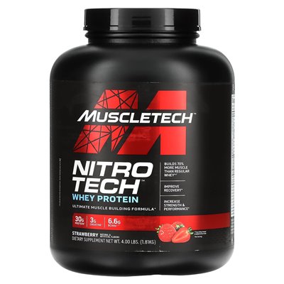 Muscletech, Nitro-Tech® Wertaly białko, truskawka, 4 funty (1,81 kg)