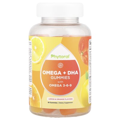 Phytoral, Omega + DHA Gummie z Omega 3-6-9, Lemon & Orange, 60 Gummies Phytoral, Omega + DHA Gummie z Omega 3-6-9, Lemon & Orange, 60 Gummies