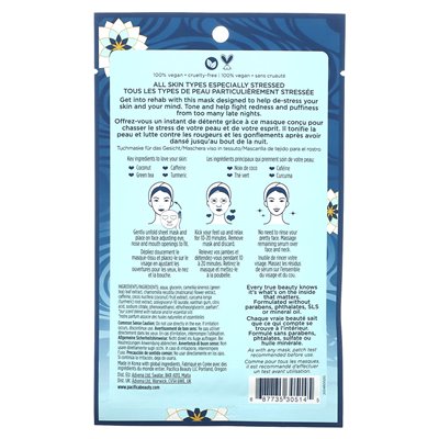 Pacifica, Stress Rehab, Kokosnuss- und Koffein-Schönheitsgesichtsmaske, 1 Blatt, 0,67 fl oz (20 ml)