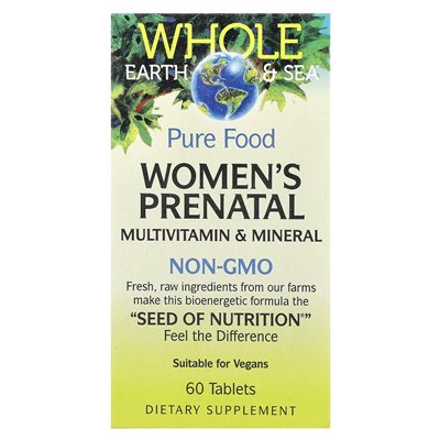 Naturalne czynniki, Whole Earth &amp Sea®, Prenatalna multiwitaminowa i mineralna kobiet, 60 tabletek