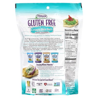Milton's Craft Bakers, Gluten-Free Baked Crackers, Crunchy Sea Salt, 4.5 oz (128 g)