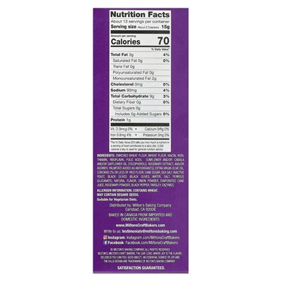 Milton's Craft Bakers, Gourmet-Cracker, Olivenöl und Meersalz, 6,8 Unzen (193 g)