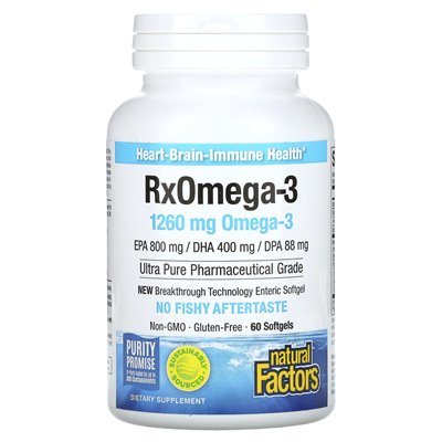 Czynniki naturalne, Rxomega-3, 1260 mg, 60 miękkich (630 mg na miękką)