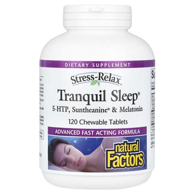 Naturalne czynniki, solix, spokojny sen, 5-HTP, SULTHEANINE &amp MELATONIN, 120 tabletek do żucia