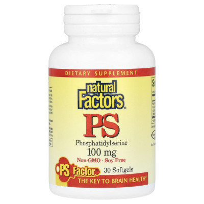 Czynniki naturalne, PS, fosfatydyloseryna, 100 mg, 30 miękkich
