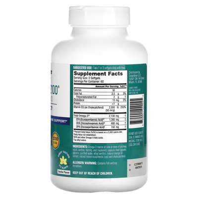 Oceanblue, Professional, Omega-3 2100 z witaminą D, wysoką siłą, wanilią, 120 softgels Oceanblue, Professional, Omega-3 2100 z witaminą D, wysoką siłą, wanilią, 120 softgels