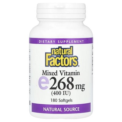 Czynniki naturalne, mieszana witamina E, 268 mg (400 IU), 180 miękkich