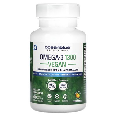 OceanBlue, Professional, Vegan Omega-3 1300, High-Potency, Natural Orange, 60 Vegan Softgels OceanBlue, Professional, Vegan Omega-3 1300, High-Potency, Natural Orange, 60 Vegan Softgels