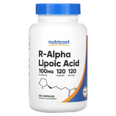 Nutricost, kwas liponowy R-alfa, 100 mg, 120 kapsułek