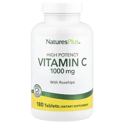 NaturesPlus, Wysoce Wykonczona Witamina C z Dziką Różą, 1000 mg, 180 tabletek NaturesPlus, Wysoce Wykonczona Witamina C z Dziką Różą, 1000 mg, 180 tabletek