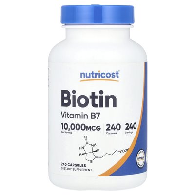 Nutricost, biotyna, 10 000 mcg, 240 kapsułek
