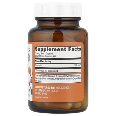 Metagenic, quercetin 500, 60 capsules