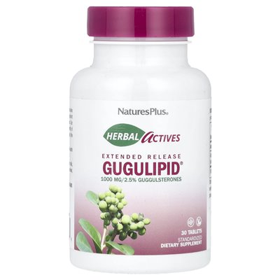 Naturesplus, Herbal Actives, Gugulipid®, rozszerzone wydanie, 1000 mg, 30 tabletek