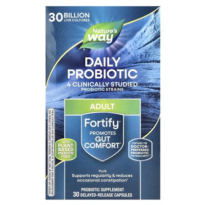 Nature's Way, Fortify, Daily Probiotic, dorosły, 30 miliardów CFU, 30 kapsułek o opóźnionym uwalnianiu Nature's Way, Fortify, Daily Probiotic, dorosły, 30 miliardów CFU, 30 kapsułek o opóźnionym uwalnianiu