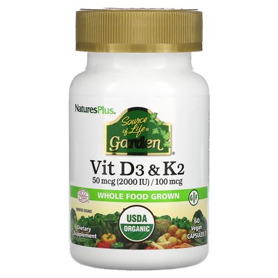 Naturesplus, źródło życia ogrodu, Vit D3 i K2, 60 wegańskich kapsułek