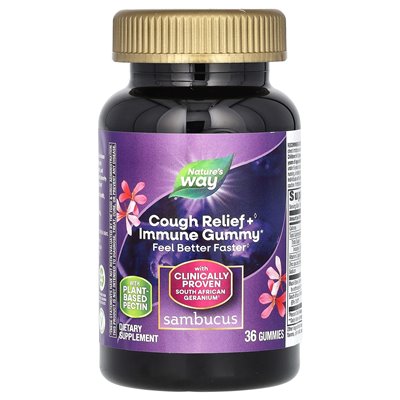 Nature's Way, kaszel ulga + guma immunologiczna, Sambucus, 36 gummy Nature's Way, kaszel ulga + guma immunologiczna, Sambucus, 36 gummy