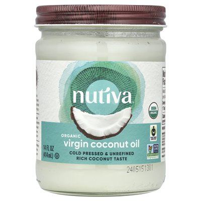 Nutiva, organiczny dziewiczy olej kokosowy, 14 fl oz (414 ml)