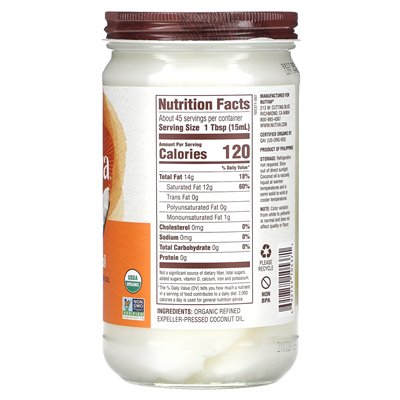 Nutiva, organiczny olej kokosowy, 23 fl Oz (680 ml)