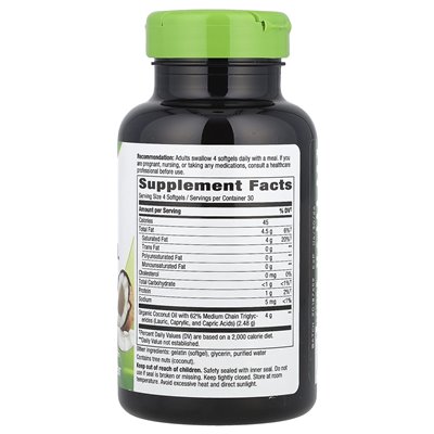 Nature's Way, Coconut Oil, 4000 mg, 120 softgels (1000 mg per softgel)