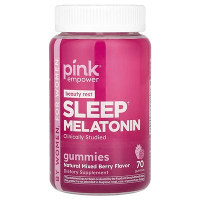 Pink, Sleep Melatonin Gummies, Natural Mixed Berries, 70 Gummies