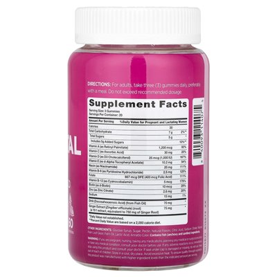 Różowy, prenatalne multi gummy + DHA, kwas foliowy, naturalne owoce, 60 gumzy Różowy, prenatalne multi gummy + DHA, kwas foliowy, naturalne owoce, 60 gumzy