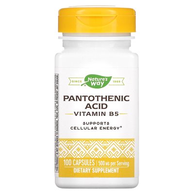 Nature's Way, Kwas pantotenowy, witamina B5, 500 mg, 100 kapsułek (250 mg w kapsułce)