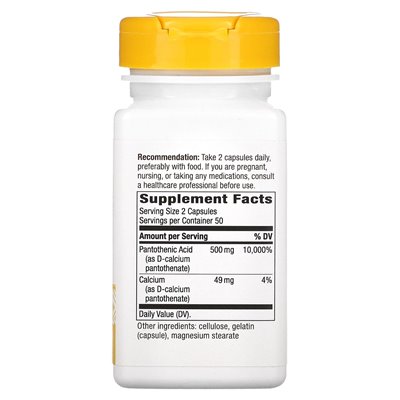 Nature's Way, Kwas pantotenowy, witamina B5, 500 mg, 100 kapsułek (250 mg w kapsułce)