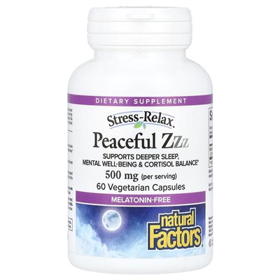 Czynniki naturalne, stres-relax®, spokojny ZZZ, 500 mg, 60 kapsułek wegetariańskich (250 mg na kapsułkę)