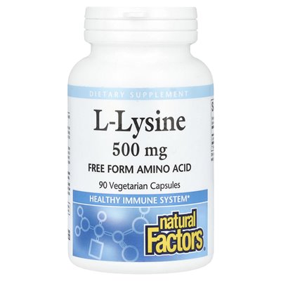 Czynniki naturalne, L-Lysine, 500 mg, 90 kapsułek wegetariańskich
