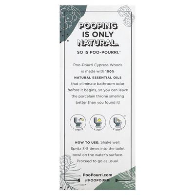 Poo-Wourri, spraye toaletowe przed You-Go®, Cypress Woods, 2 uncje (59 ml)