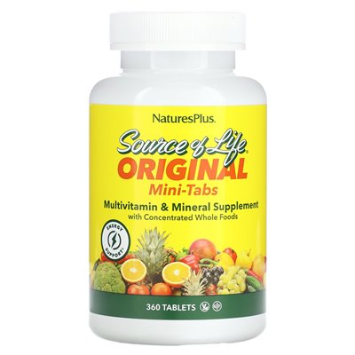 Naturesplus, źródło życia, oryginalne mini-tebs, suplement multiwitaminowy i mineralny, 360 tabletek