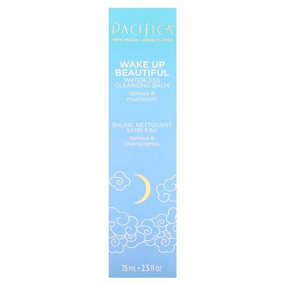 Pacifica, Wake Up Beautiful Waterless Cleansing Balm, Quinoa & Mushroom, 2.5 fl oz (75 ml)
