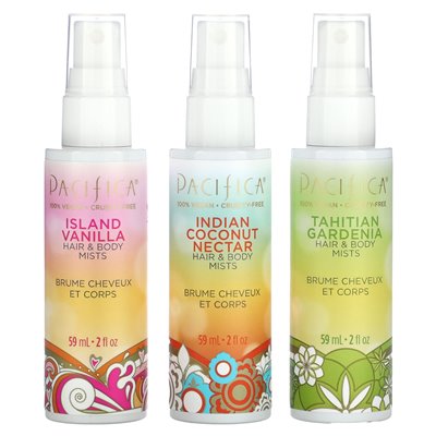 Pacifica, mgły włosów i ciała, Wanderlust, 3 paczki, 2 flory (59 ml)