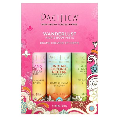 Pacifica, mgły włosów i ciała, Wanderlust, 3 paczki, 2 flory (59 ml)