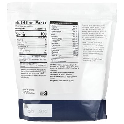 Metagenics, Perfect Protein® serwatka, naturalna wanilia, 1 funt 12,57 uncji (810 g)
