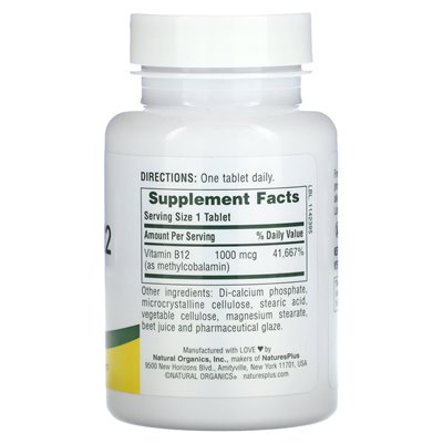 Naturesplus, Vitamin B12, 1000 mcg, 90 tablets