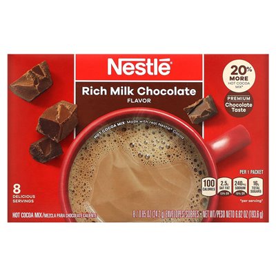 Nestle Hot Cocoa Mix, reichhaltige Milchschokolade, 8 Umschläge, 0,85 oz (24,2 g)
