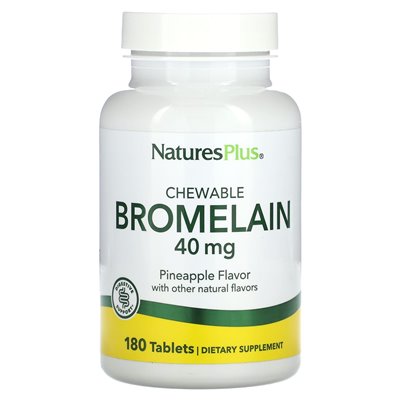 NaturesPlus, Żucie Bromelain, Ananas, 40 mg, 180 Tabletek NaturesPlus, Żucie Bromelain, Ananas, 40 mg, 180 Tabletek