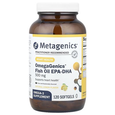Metagenics, OmeGagenics®, EPA-DHA 500, naturalna cytryna, 120 miękkich