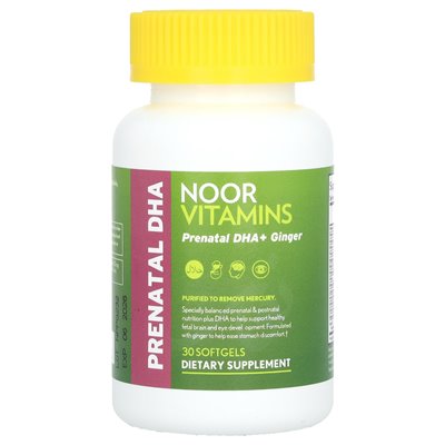 Witaminy Noor, prenatalny DHA + Ginger, 30 softgels